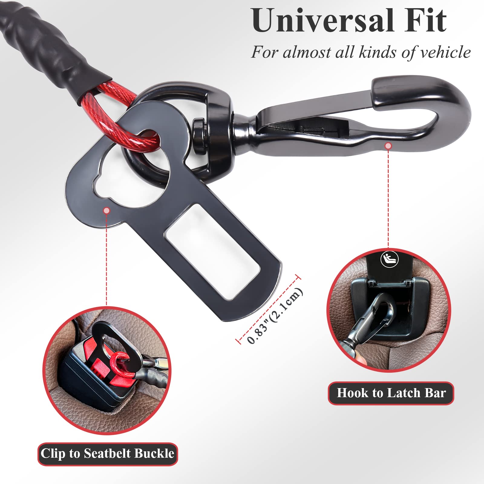 Vivaglory Dog Seat Belt, Chew Proof Waterproof Multi-Functional Dogs Safety Belt, Heavy Duty Steel Rope Pet Car Seatbelt Rrestra